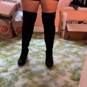 Over the knee boots with Gold heel